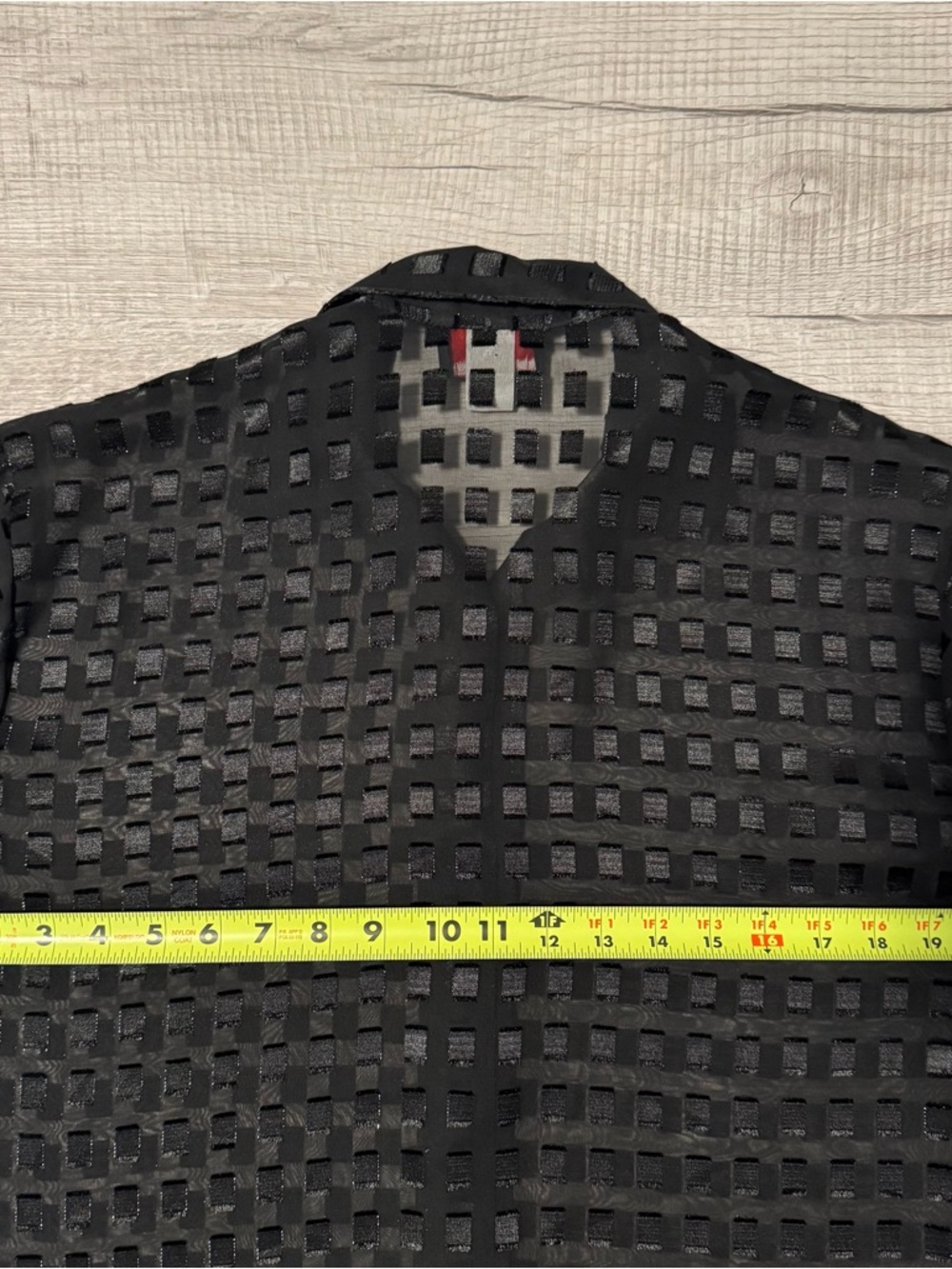 Notations Woman Black Sheer Button Front Blouse Sz S Square Grids Made In USA - Picture 7 of 12